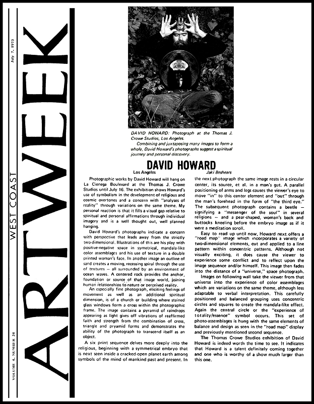 David E. T. Howard Photographer Artweek Review of his Los Angeles Exhibition
