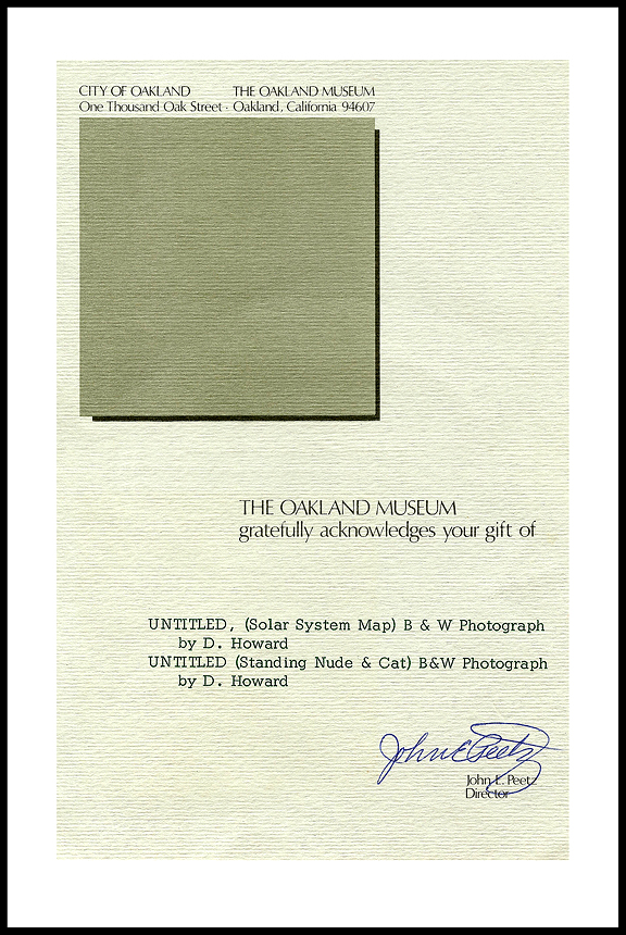 David E. T. Howard Oakland Museum Acknowledgment