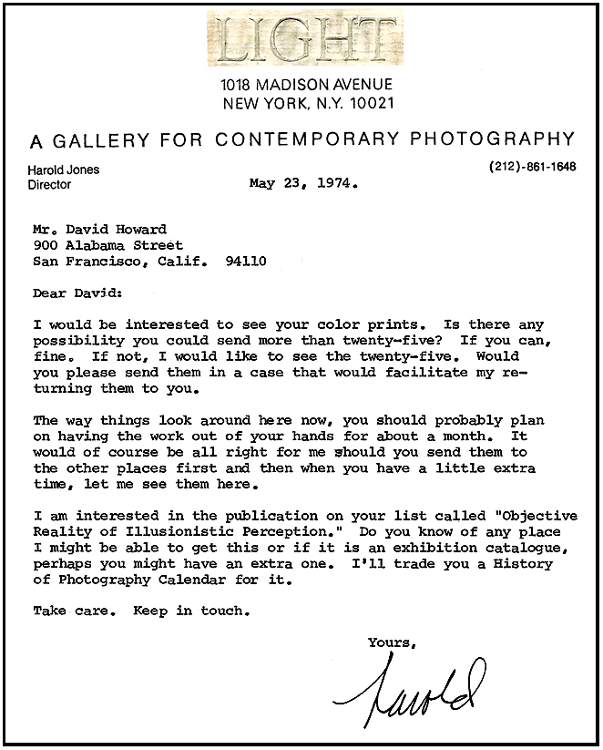 David E. T. Howard Photographer Letter from the Light Gallery