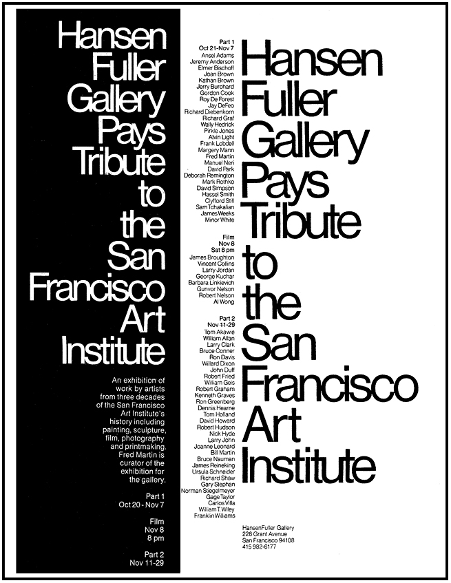 David E. T. Howard Hansen Fuller Gallery Tribute to the San Francisco Art Institute