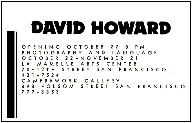 David E. T. Howard Photography and Language Exhibition