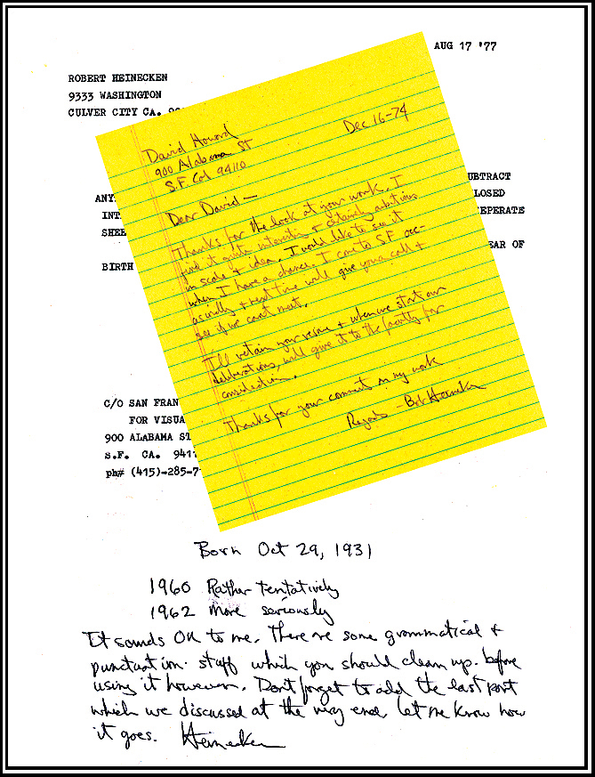 David Howard Photography Robert Heinecken Letter