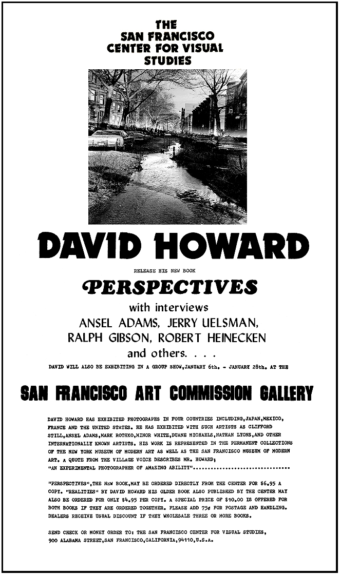 David Howard Photography San Francisco Art Commission Gallery Perspectives Book Release Poster