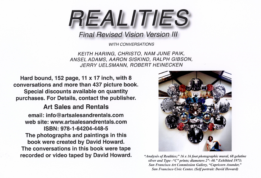 David Howard Realities Book Keith Haring Ansel Adams Christo Aaron Siskind Nam June Paik Ralph Gibson Robert Heinecken Jerry Uelsmann