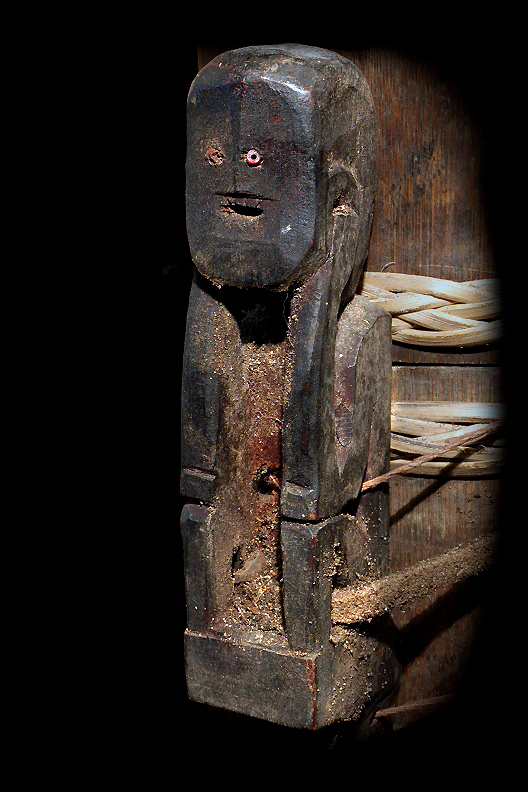 Dayak Magic Medicine Box Seated Hand Carved Figure