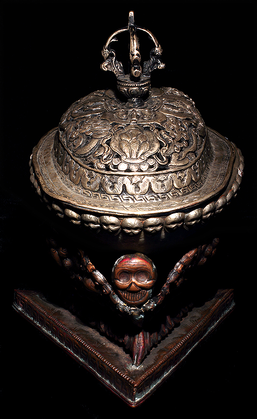 NEPAL SKULL CAP SOUTHEAST ASIA KAPALA HUMAN SKULL CAP RIPLEY MUSEUM EXHIBITED DAVID HOWARD TRIBAL ART