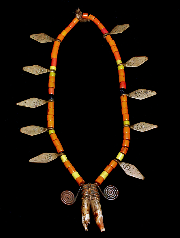 David Howard Tribal Art Naga Brass Pendant Bear Tooth Necklace