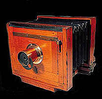antique wooden camera